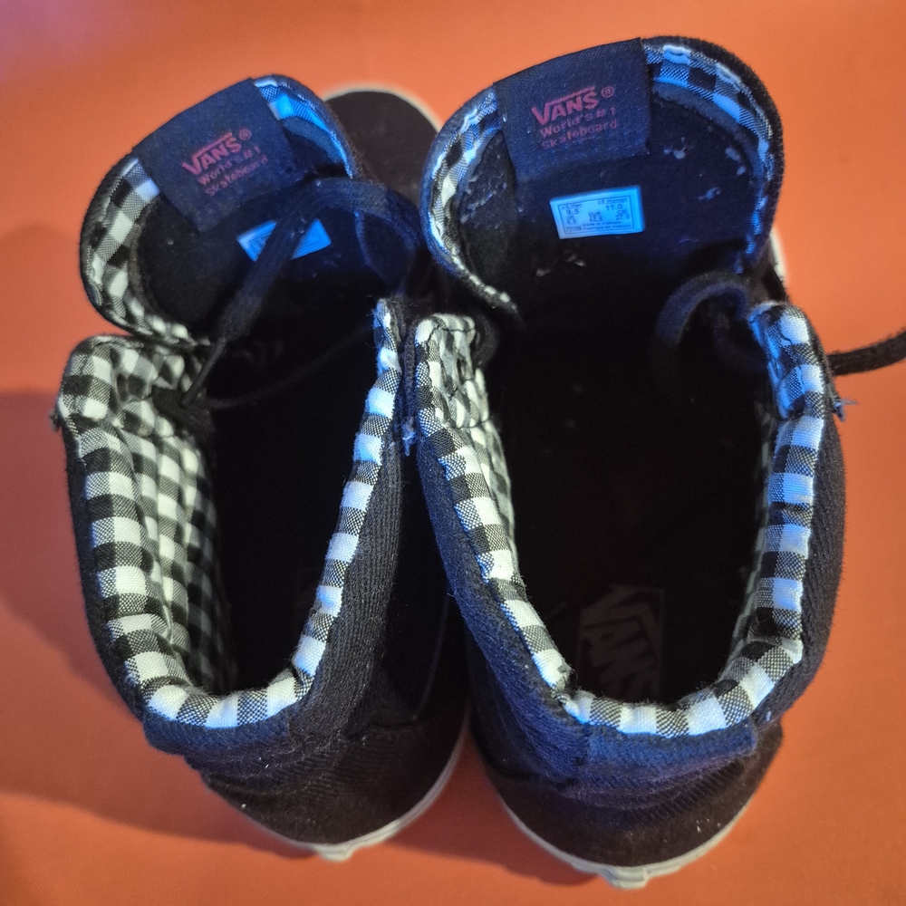 Vans Black Canvas High-Tops with White Soles - Picture 4 of 9